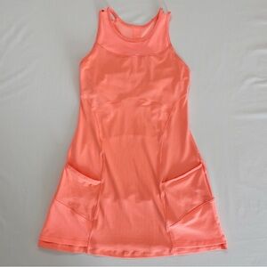 Athleta Deuce Court Tennis Dress Melon Bright Orange Pockets Sleeveless Small